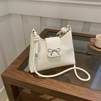 Handheld Fashionable Small Square Bag Korean Style Bow Trendy Shoulder Bag Niche Texture Fashionable Simple Crossbody Women's Bag