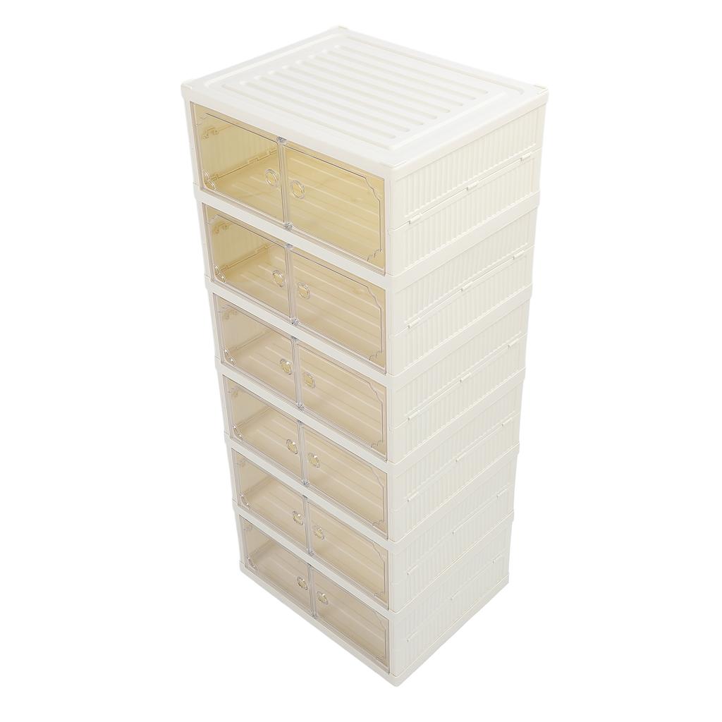 Foldable Shoe Box Double Row Dustproof Thickened Stackable Shoe Container with Transparent Magnetic Lid for Clothes Toys