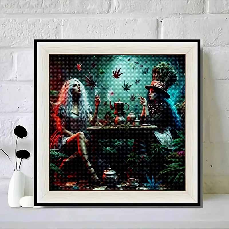 

New Arrival 5D DIY Full Circle Diamond Painting Witch Conversation Embroidery Cross Stitch Home Decor Gift 20x20cm