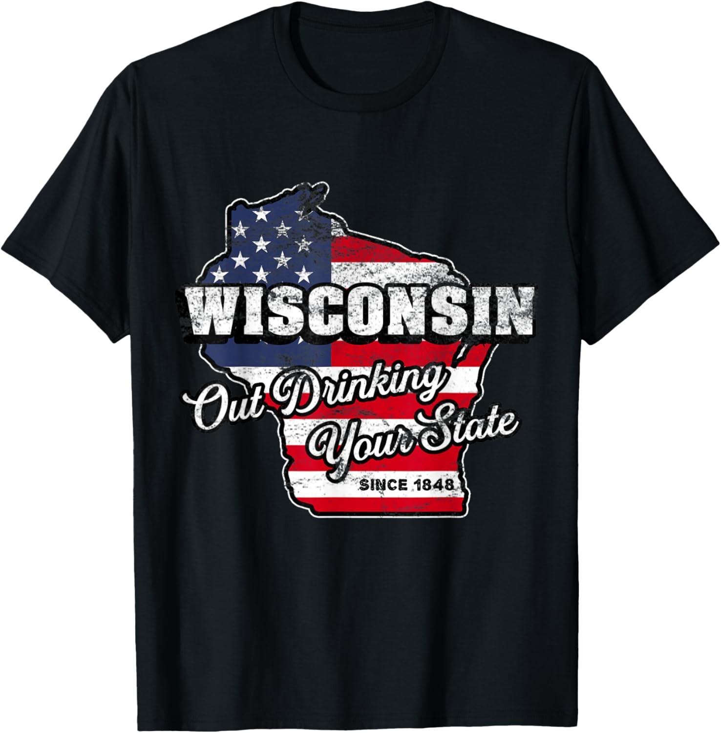 Out Drinking Your State Since 1848 I Beer Wisconsin Novelty T-Shirt XXL