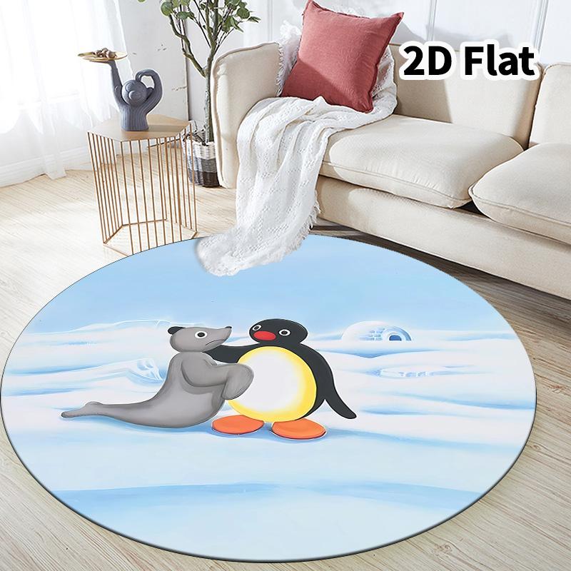 Pingu Round Area Rug Carpet Rug For Living Room Bedroom Sofa Playroom Decor Nonslip Floor Mat