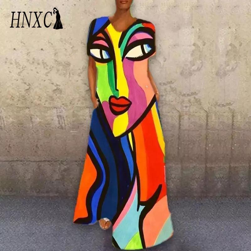 

2023 Новое платье Ретро Портрет Кошачий Принт Четырехстороннее Весеннее Длинное Платье