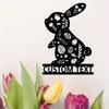 Metal Bunny Wall Art Rabbit Floral Design Happy Bunny Home Decor Valentine Sign