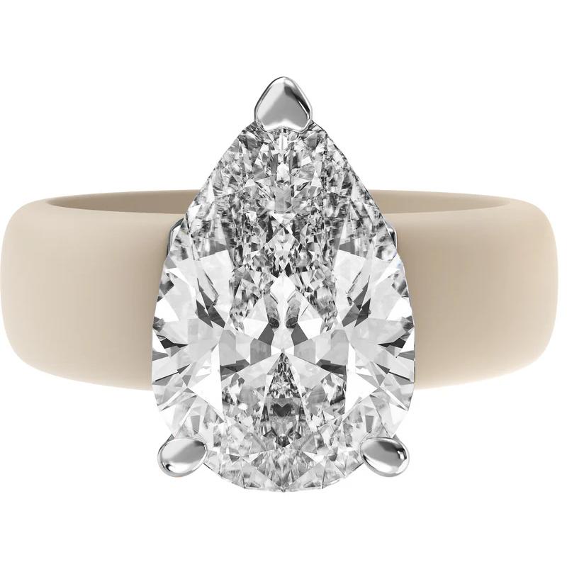 Ladies' Luxury Tears CZ Single Ring, Silicone Cubic Zirconia Engagement Ring, Bridal Jewelry Gift
