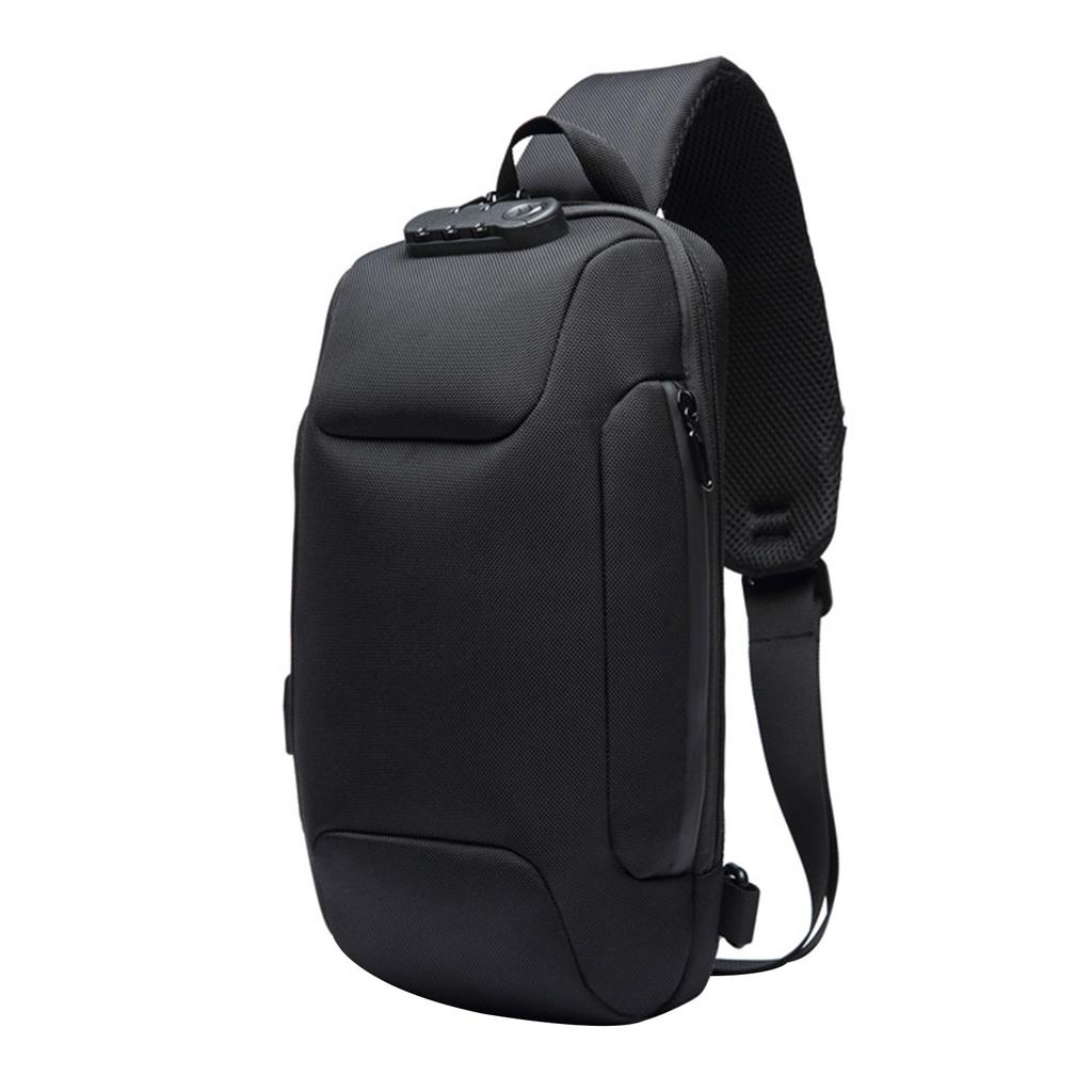 Anti Theft Sling Bag Travel Crossbody Sling Ryggsekk Brystvesker med USB-ladeport Dagsekk