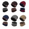 Two Piece Winter Men Women Adult Children Knitted Hat with Thick Needles Warm Woolen Beanie Hat