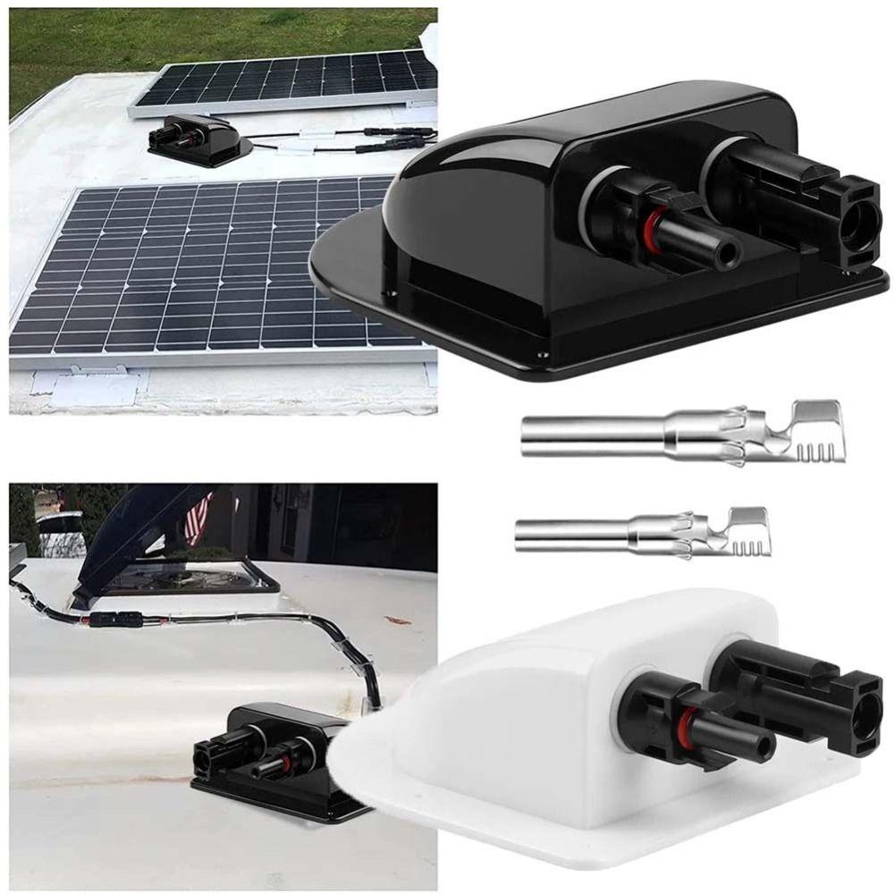 

Double Hole Curved Cable Connector ABS Waterproof Box RV Solar Panel Sealing Box білий