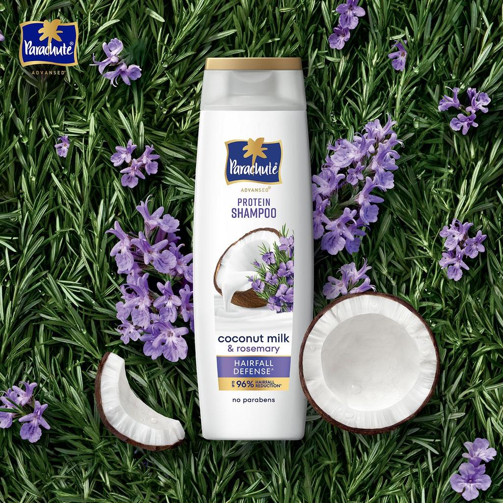 Parachute Advansed Protein Shampoo with Coconut Milk & Rosemary | Up To 96% Hair Fall Reduction & Up To 23X Hair Fall Control | Protein Lock Techno