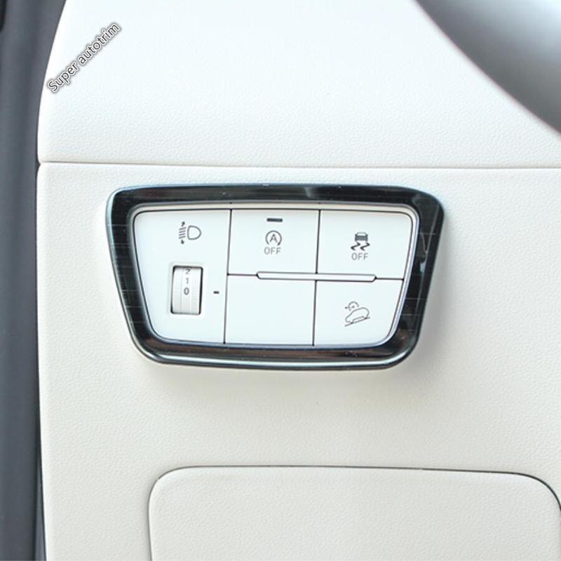 For Hyundai Tucson NX4 ABS Carbon Fiber Car Head Light Lamp Headlight Adjustment Button Cover Trim Accessories