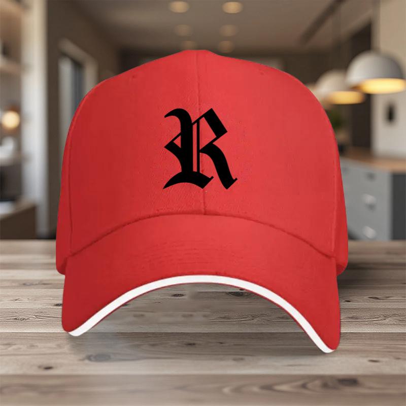 

1 шт. Регулируемая бейсболка Snapback Легкая всесезонная кепка с буквой R Черный Дизайн Подходит для любого сезона One Size