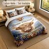 Cow Highland Theme Personalized 3Pcs Bedding Set Custom Text & Name 1 Sheet 2 Pillowcases Household Bedding 1pc