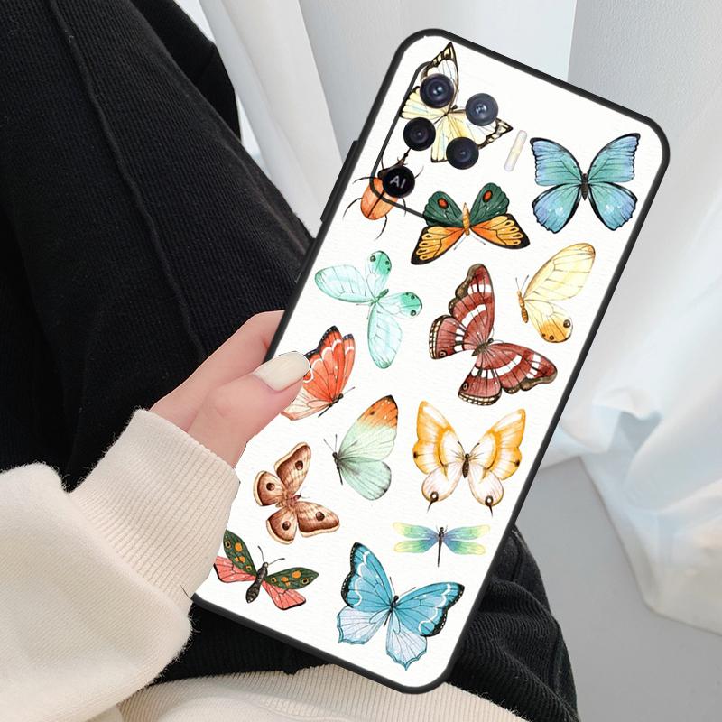 Schmetterlingsblumen Hülle Für Oppo A54 A74 A94 A18 A57 A17 A77 A38 A58 A78 A98 A80 A60 A40 A96 A76 A16 A15 A5 Pro