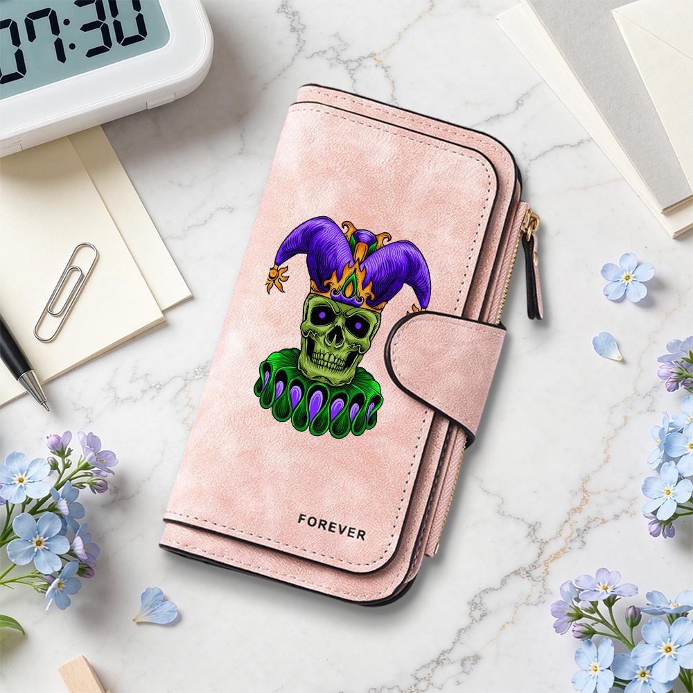 Gothic Clown Skull Purse Multifunctional Long Wallet