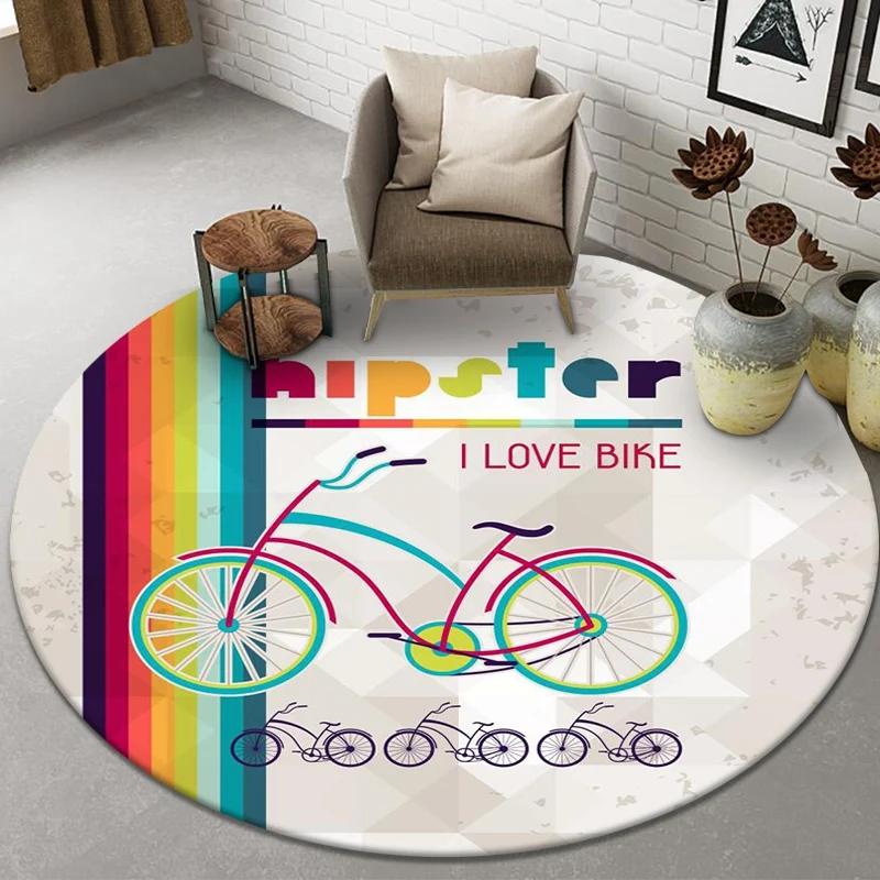 Runder Mandala Teppich Matte Läufer Böhmisch Ethnisch Heimdekoration Rutschfest Handgewebt Bunt Geometrisch Wohnzimmer Bodenmatte