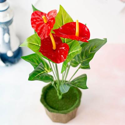 Hot 1PC 12-head Artificial Anthurium Flower Floral Decor Home Office Plastic Fake Flower Ornament