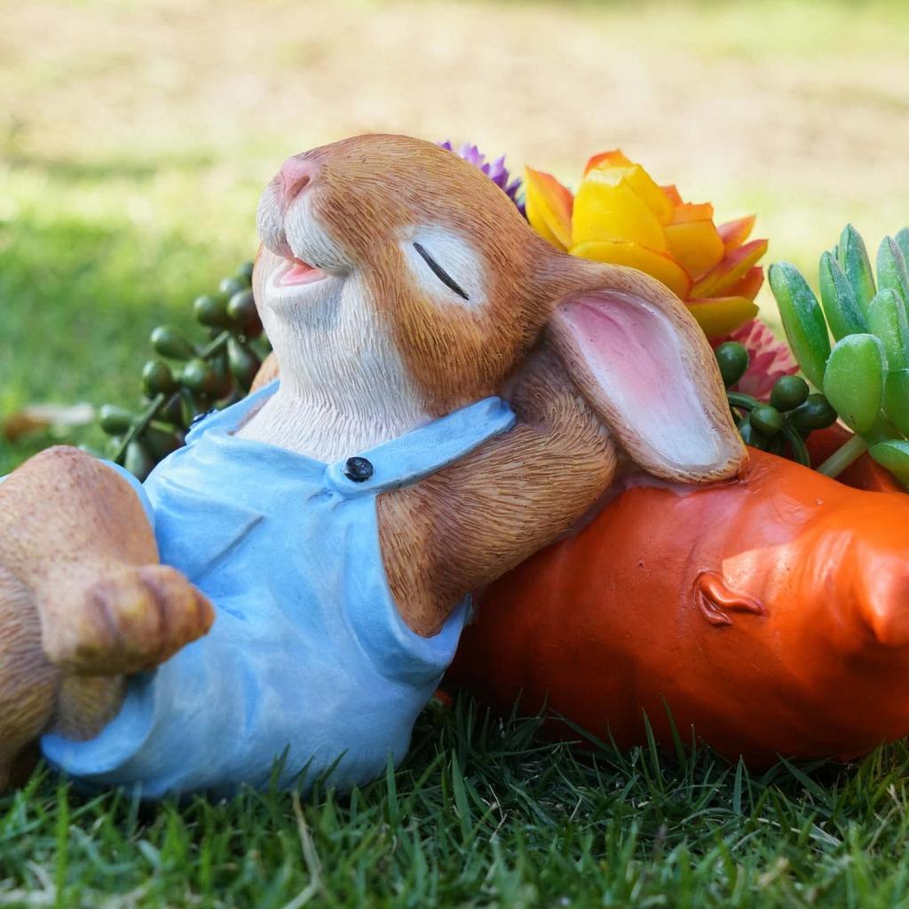 Succulent Pot Planter Succulent Pot Rabbit and Carrot Cactus Succulent Rabbit Succulent Home Office Desk Gift Plant Drainage Indoor-Outdoor - Pot,