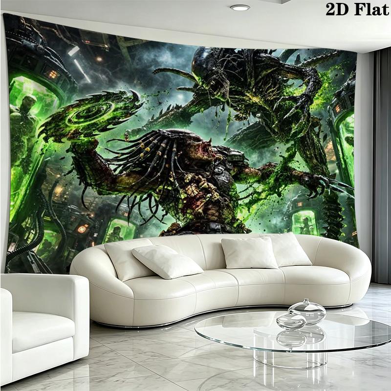 Aliens Wall Tapestry Aesthetic Wall Hanging Printed Fabric Blanket Decorative Tapestries for Bedroom Living Room Home Decor