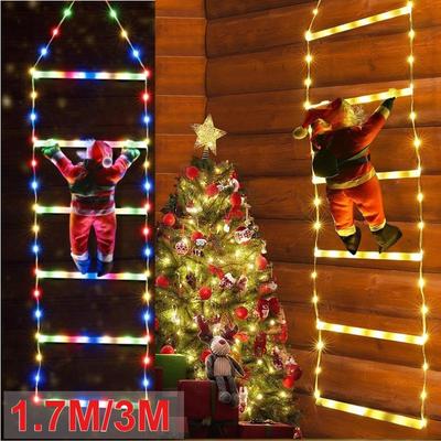 Santa Claus Lezúci po Rebríku Svetelný Pásik Vonkajšie Vianočné Dekoračné Svetlo Novoročná Dekorácia Prívesok Dekorácia na Vianočný Stromček