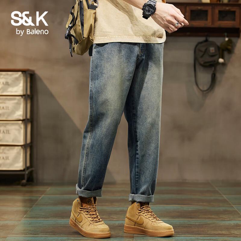 Baleno Men s S&K American Retro Washed Straight Jeans 30