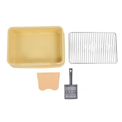 Cat Litter Box with Baffle Stainless Steel Rack Anti Splashing Stylish Look Kitty Litter Box Cat