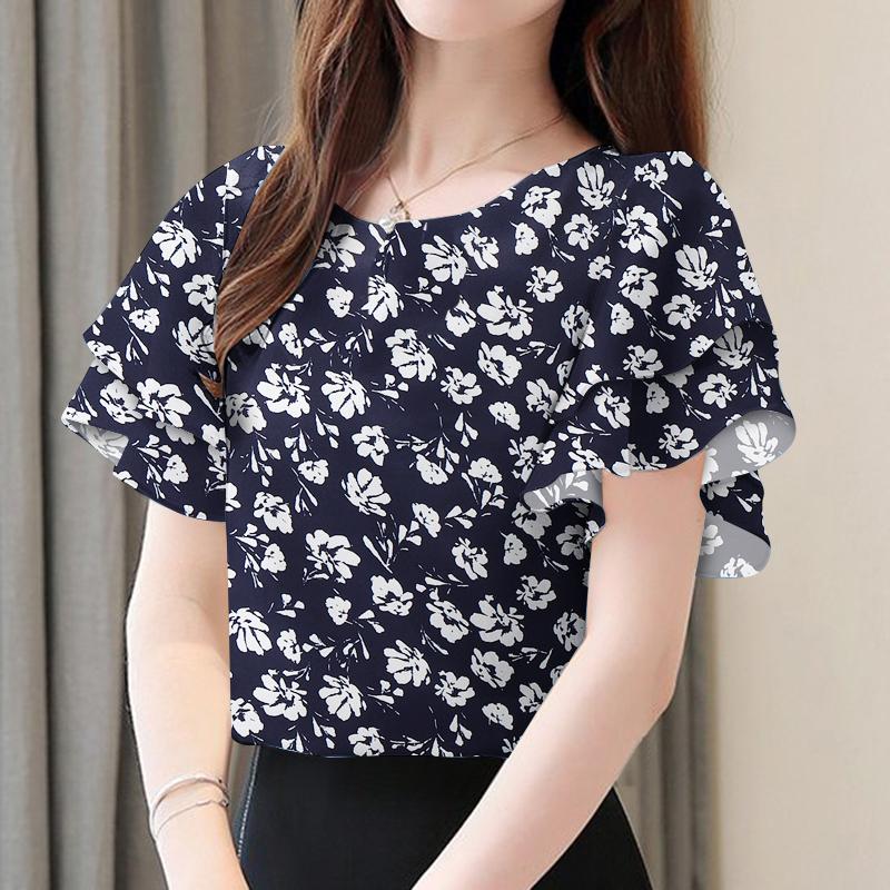

ZANZEA Women Casual Ruffles Sleeve Summer Floral Print Blouse XL