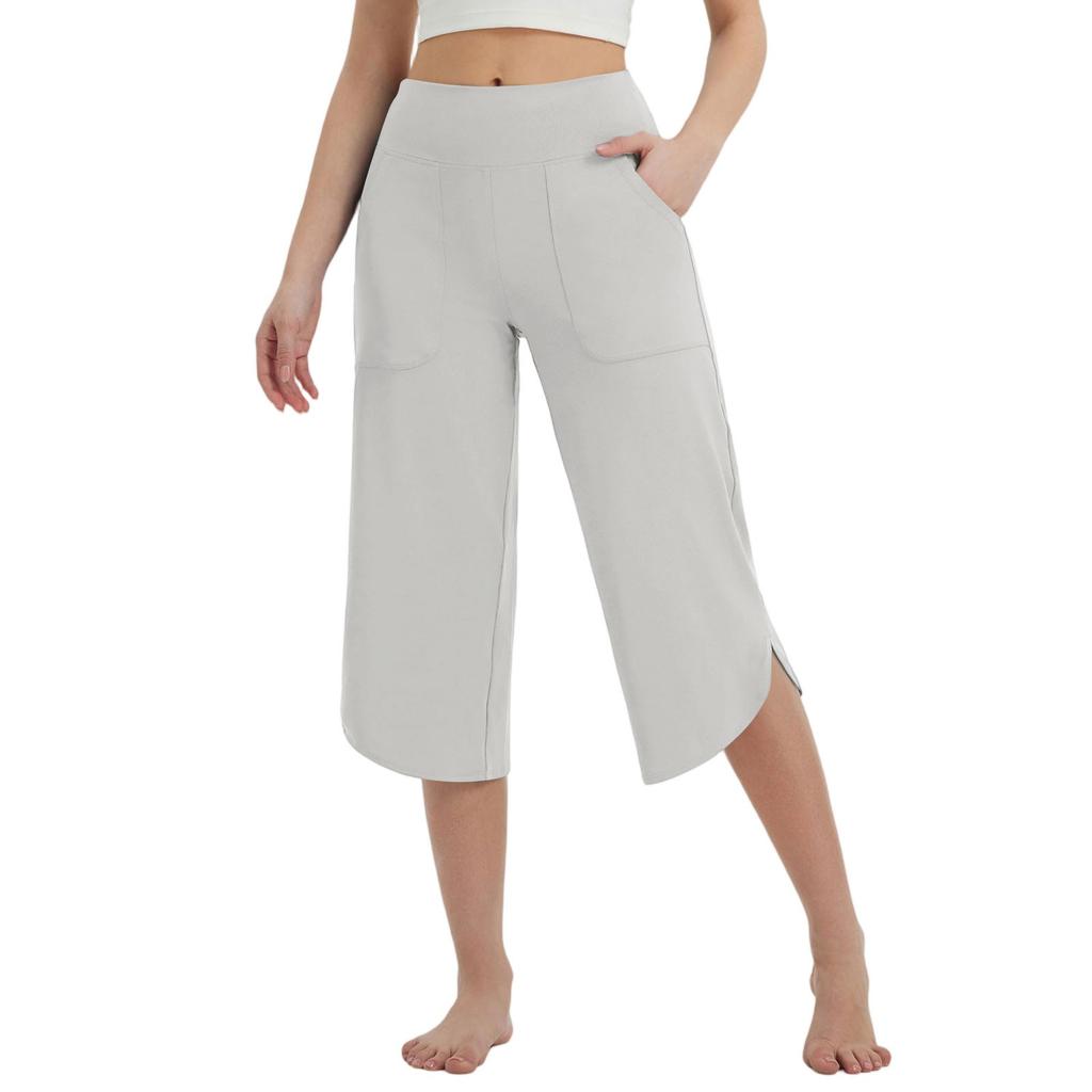Women's Pants With Pockets Capris Pants For Women Yoga Leggings  Loose High Waist Crop Workout Pants Summer