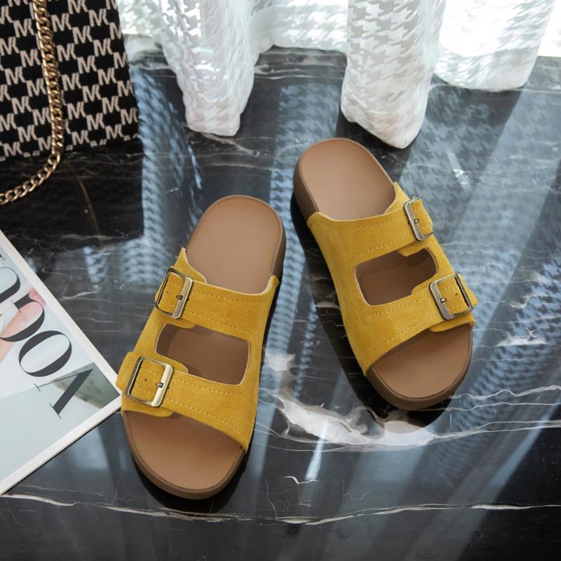 Thick-soled One-word Slippers for Women To Wear In Summer, New Beach Cool Slippers, Lazy Pedal