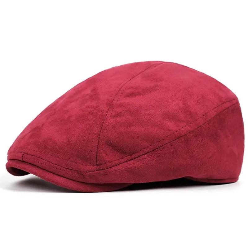 

New Suede Winter Beret Hat Fashion Men Women Adjustable Newsboy Cap Flat Visor Berets Unisex Panama Hat Retro Casual Beret Gorra 56-60CM красный