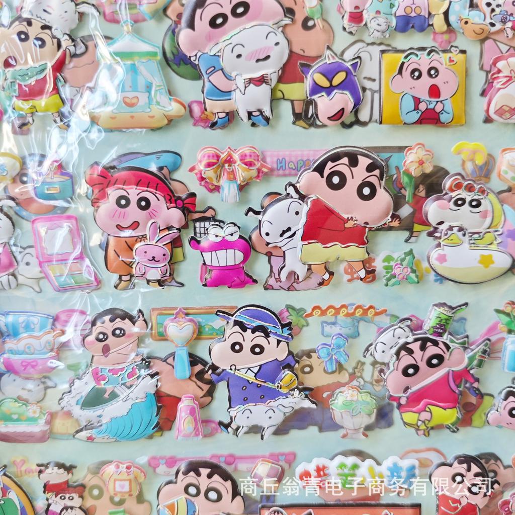 Cute Crayon Shin-chan Cartoon Double layered 3D Kuromi Melody Stickers DIY Decoration Laptop Phone Fridge Large Bubble Stickers