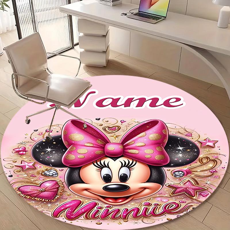 Personalized M-Minnie Round Chair Office Rug - Perfect for Mat, Office Chair & More - Ideal Gift for Birthdays and Holidays