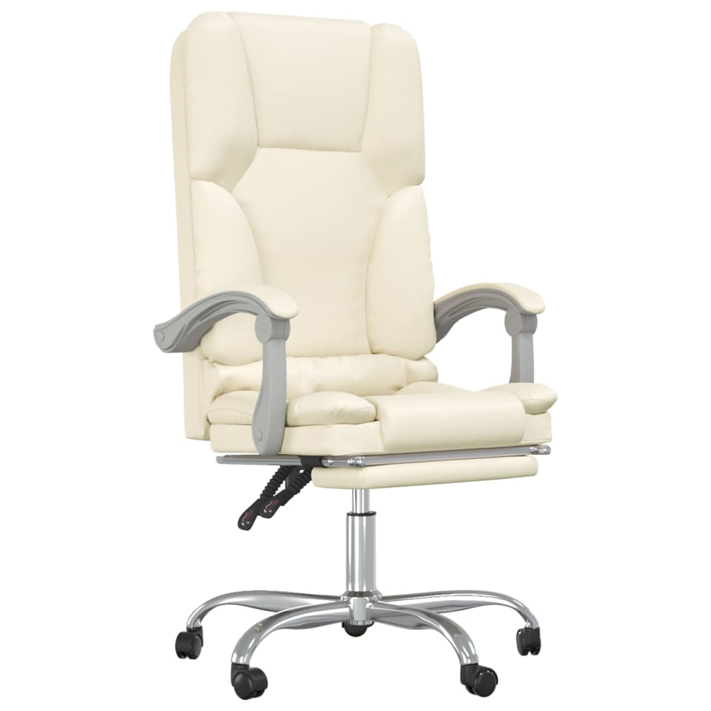 Office Chair with Massage Function Cream Faux Leather