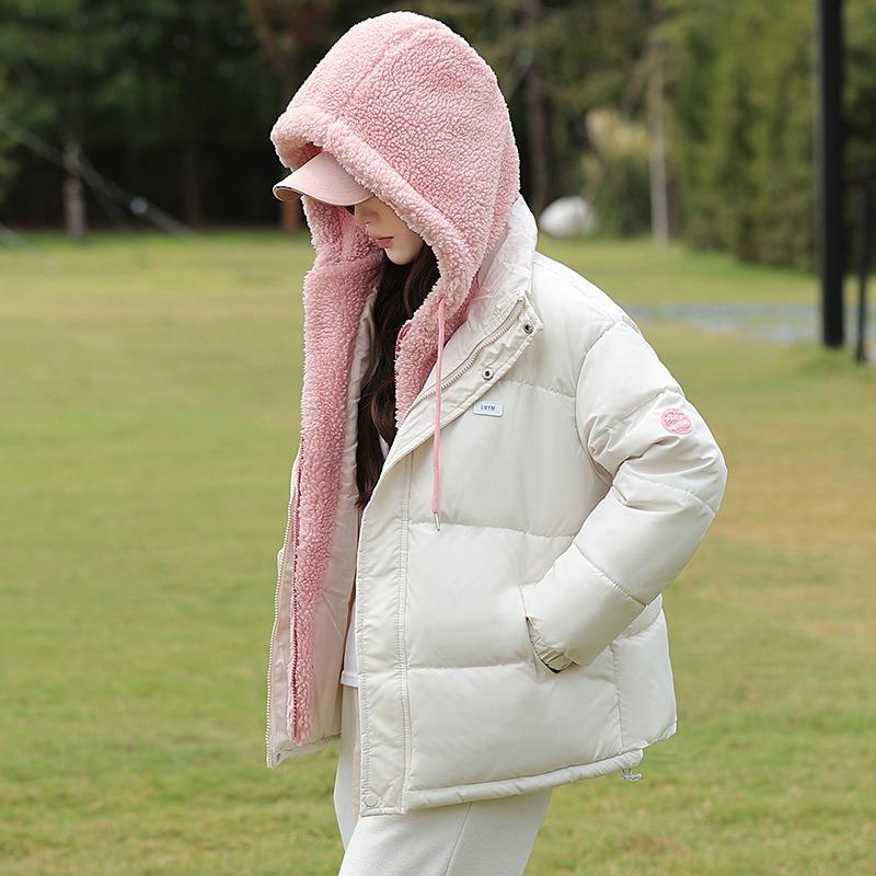 

Утолщенное худи с капюшоном, сшитое из двух частей, имитирующее овечью шерсть, хлопковое пальто, женское зимнее новое студенческое хлопковое пальто 2XL suggestion [160-175] catties бежевый