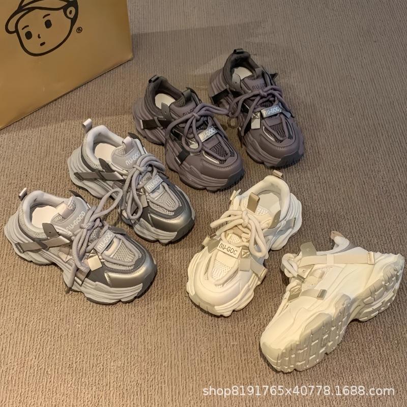 Foreign trade mesh breathable thick-soled dad shoes women's 2025 new versatile popular small height increase casual women's shoes