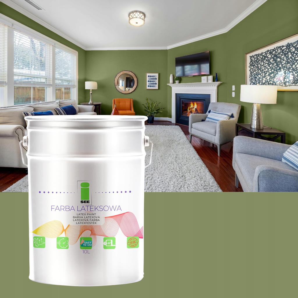 Latex Wall Paint for Interiors Wall Olive Green 10l Polish