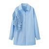 Herbstmode für Damen: Französisches Plissee 3D Blumen Streetstyle Hemd
