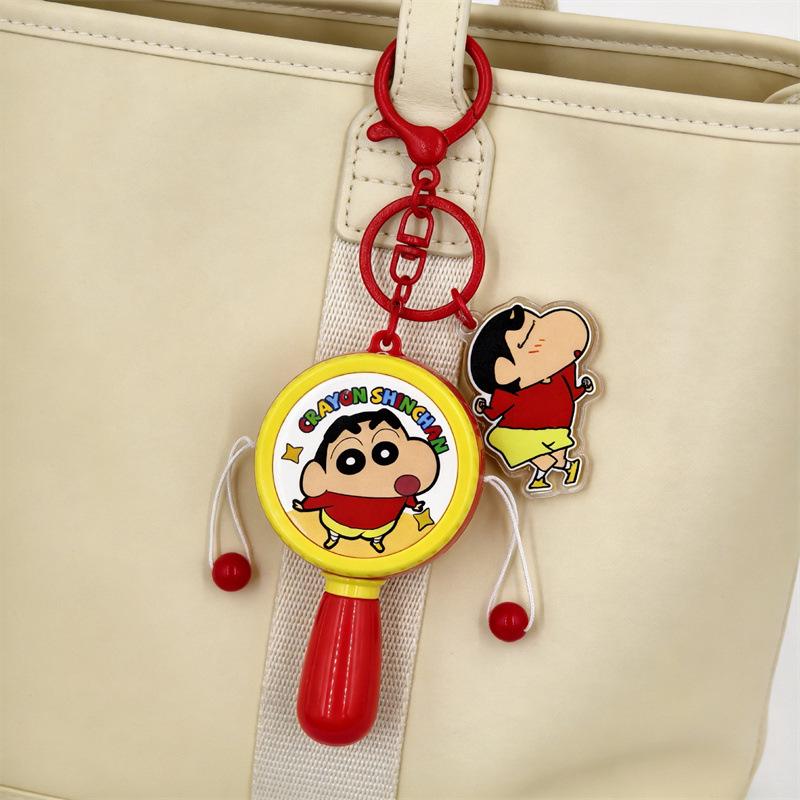 Crayon Shin-chan Mini Drum Rattle Keychain - Cute Cartoon Pendant Gift