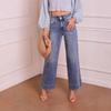 2026 Womens High Waist Straight Leg Stretch Denim Pants Casual Street Style Jeans