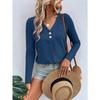 BITCED Women's Fashion Casual Solid Color Print Long Sleeve V Neck Blouses & Shirts