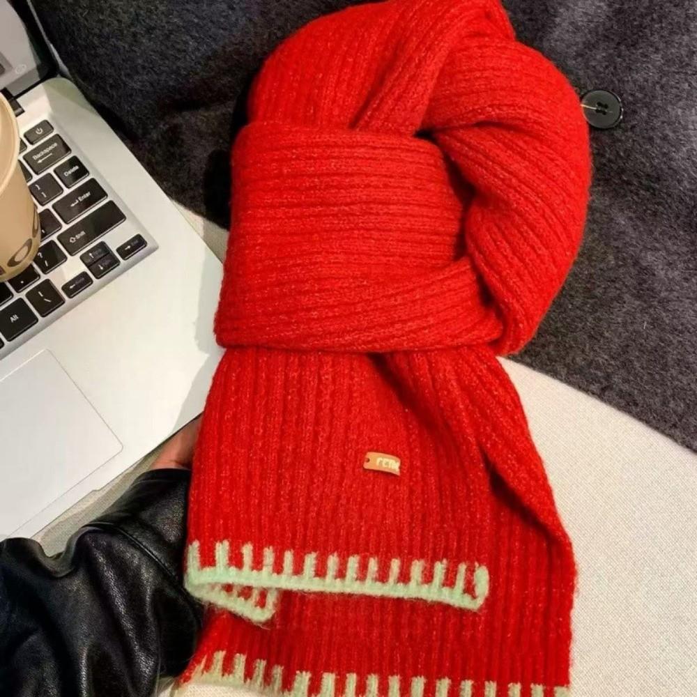 Thermal Women Knit Yarn Scarf Knitted Fall Winter Scarf Versatile Cold Proof Neck Wrap Women