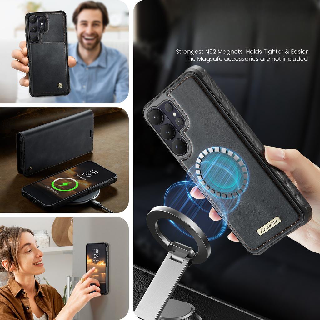 Magnetic Leather Case for Samsung Galaxy S26 Ultra S25 Edge S24 Plus S23 FE S22 S21 S20 Detachable Card Bag Holder Phone Cover
