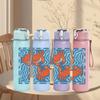 1PC Blue Crab Geometric Pattern 750ml Color Plastic Sports Water Bottle Leakproof Flip Straw Lid Suitable for Sports Office Home Use