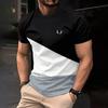Fashion Color Blocking 3D Print Men's T Shirt Casual Round Neck Short Sleeve Tops Comfortable Breathable Loose Tees Men Clothing
