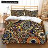 Bohemian Floral King Queen Duvet Cover Boho Mandala Cashew Flowers Bedding Set Exotic Tribe Style 2/3pcs Polyester Quilt Cover