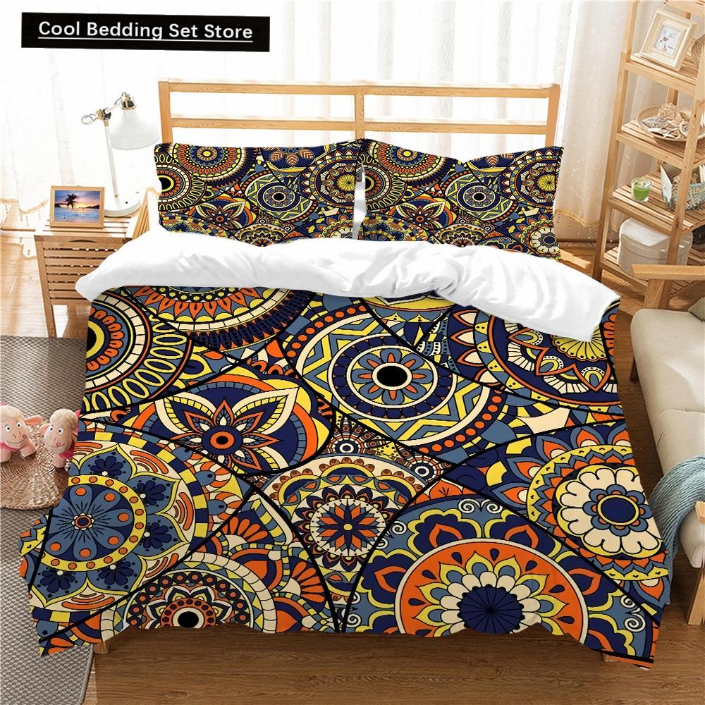 Bohemian Floral King Queen Duvet Cover Boho Mandala Cashew Flowers Bedding Set Exotic Tribe Style 2/3pcs Polyester Quilt Cover