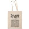 Tote Bag - PLANETEE - Équipe Situation Femme Beige - Coton - Beige - Imprimé En France