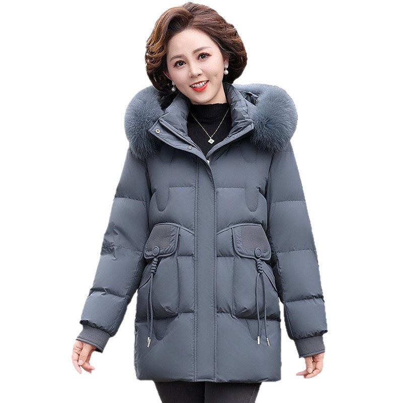 Mom's Mid-Length Down Jacket 2025: Winter Warm, Thickened Cold-Proof Coat for Middle-Aged and Elderly Women