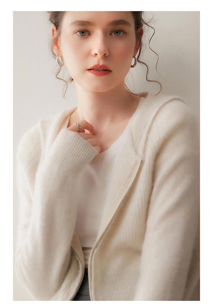 Cardigan Pull Manteau à Capuche en Cachemire pour Femme