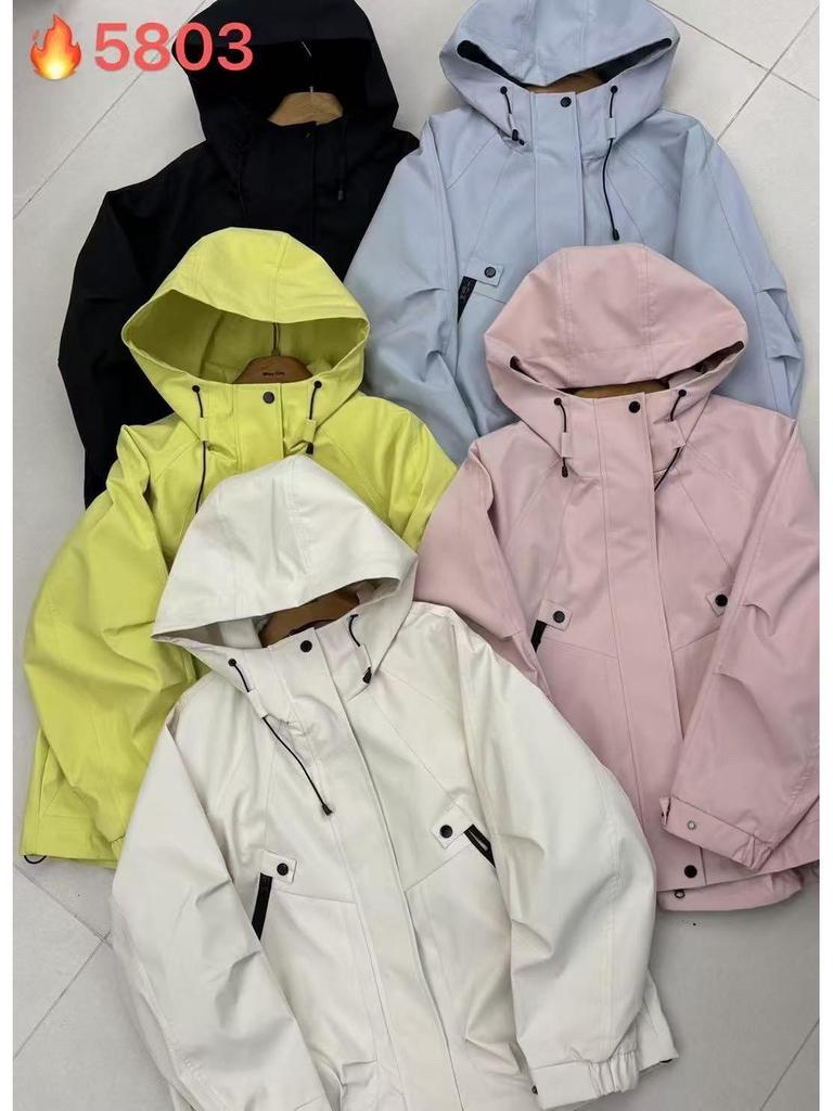 Geacă de vânt cu glugă pentru femei, croială largă - Stil coreean versatil, design scurt cu șnur pentru primăvară și toamnă