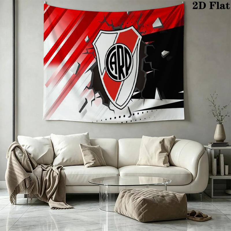 River Plate Logo Wall Tapestry Aesthetic Wall Hanging Printed Fabric Blanket Decorative Tapestries for Bedroom Living Room Home Decor
