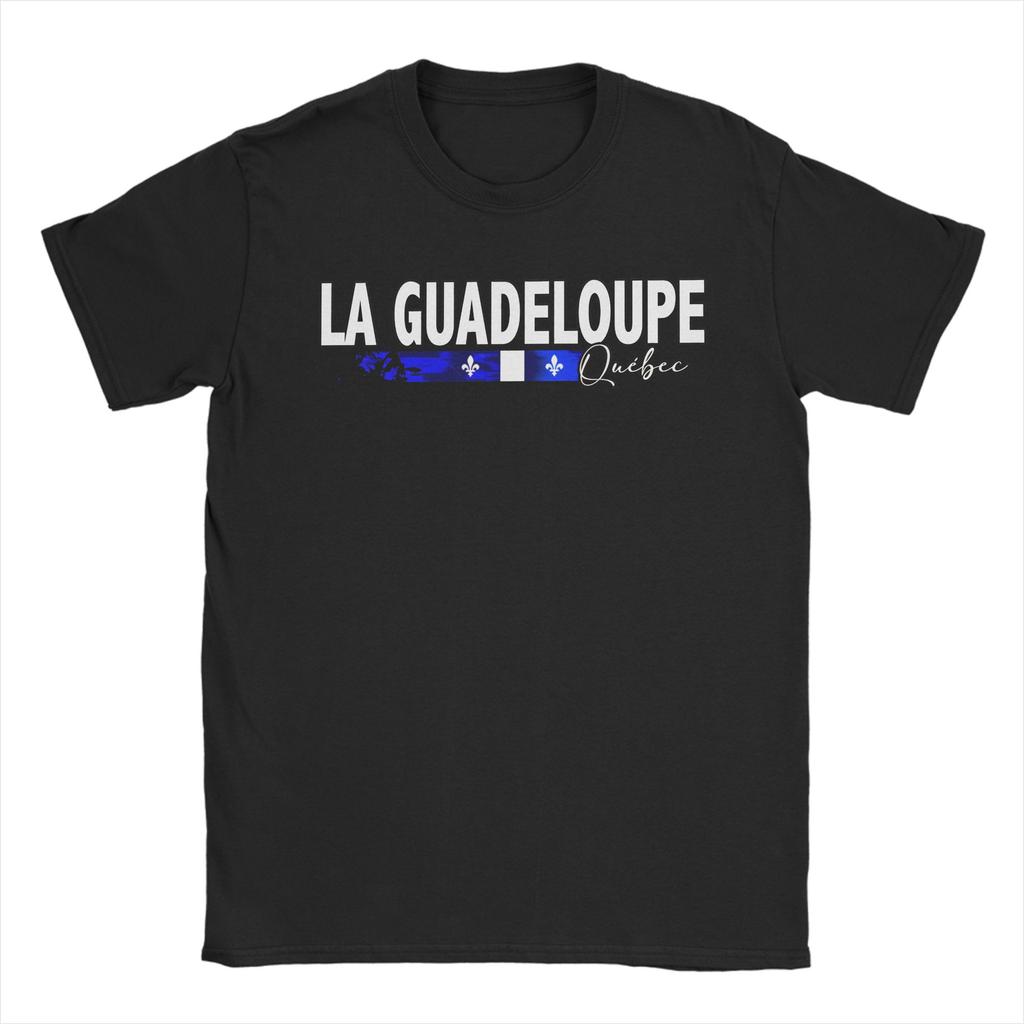 Guadeloupe Karte Flagge T-Shirt Herren Vintage Reines Baumwoll-T-Shirt Rundhals Kurzarm T-Shirts Große Größen Kleidung